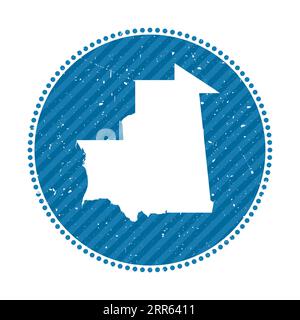 Sticker voyage rétro rayé Mauritanie. Badge avec carte du pays, illustration vectorielle. Illustration de Vecteur