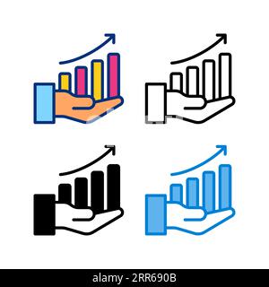 icône de croissance de l'entreprise dans le style 4 plat, ligne, glyphe et duotone Illustration de Vecteur