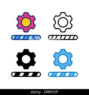 icône de processus de travail en style 4 plat, ligne, glyphe et bichromie Illustration de Vecteur