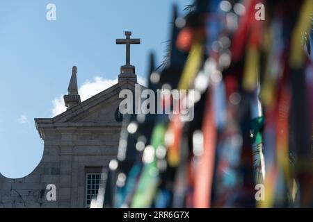 Salvador, Bahia, Brésil - 02 septembre 2023 : vue depuis le haut de la Basilique Cathédrale de Salvador à Largo Terreiro de Jesus à Pelourinho, ville o Banque D'Images