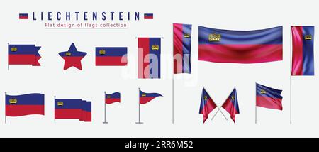 Drapeau Liechtenstein, design plat de la collection de drapeaux Illustration de Vecteur