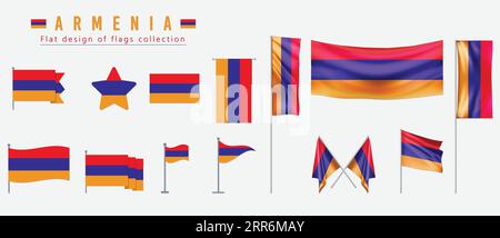 Drapeau Arménie, conception plate de la collection de drapeaux Illustration de Vecteur
