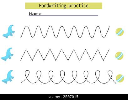 Tracer des lignes pour les enfants développement de boule de phoque de fourrure pratique l'écriture manuscrite pour les enfants. vecteur Illustration de Vecteur