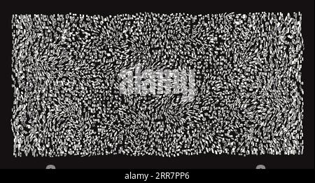 Fond abstrait déformé conception de mosaïque noire et blanche risographie esthétique formes torsadées courbes illusion optique illustration vectorielle isolée Illustration de Vecteur