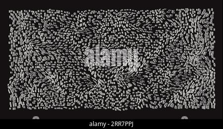 Abstrait fond déformé noir et blanc risographe esthétique formes torsadées incurvées illusion optique effet Domino illustration vectorielle isolée Illustration de Vecteur