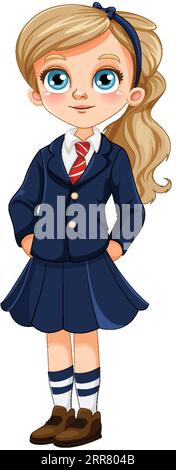 Illustration d'un dessin animé d'une fille à un élève Illustration de Vecteur