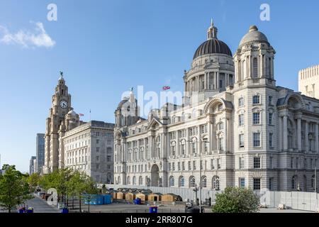 Liverpool, royaume-uni Mai, 16, 2023 Pier Head et les trois Graces, se composent du Royal Liver Building, du Cunard Building et du Port of Liver Banque D'Images