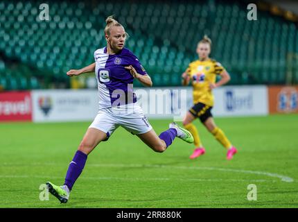 Katowice, Pologne. 06 septembre 2023. Sarah Wijnants (11 ans) d'Anderlecht photographiée lors d'un match de football entre le Royal Sporting Club Anderlecht et le GKS Katowice en vue de la saison 2023-2024 de la Ligue des champions féminine le mercredi 06 septembre 2023 à Katowice, en Pologne. Crédit : Sportpix/Alamy Live News Banque D'Images