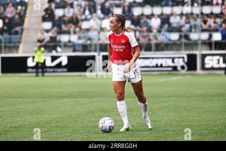 Linköping, Suède. 6 septembre 2023. Arsenaux no 15 Katie McCabe lors du match de mercredi entre Arsenal WFC et Linköping FC en UEFA Women's Champions League, ronde 1 du chemin de la Ligue, à Linköping Arena, Linköping, Suède. Crédit : Jeppe Gustafsson/Alamy Live News Banque D'Images