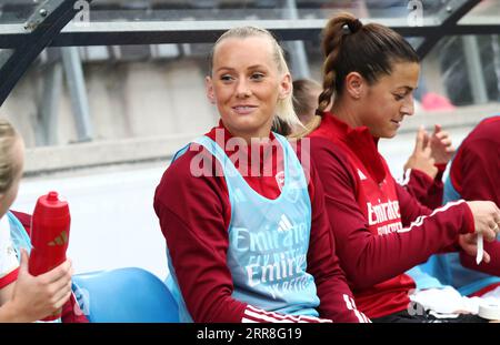 Linköping, Suède. 6 septembre 2023. Arsenaux no 25 Stina Blackstenius avant le match de mercredi entre Arsenal WFC et Linköping FC en Ligue des champions féminine de l'UEFA, ronde 1 du parcours de la Ligue, à Linköping Arena, Linköping, Suède. Crédit : Jeppe Gustafsson/Alamy Live News Banque D'Images