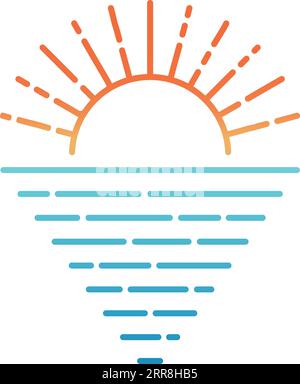 Lever du soleil coucher de soleil sur l'océan de mer, la lumière des rayons réfléchie par l'eau Illustration de Vecteur