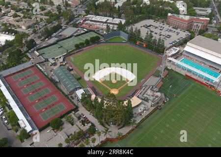 Une vue aérienne générale du Dedeaux Field sur le campus de Californie du Sud, vendredi 1er septembre 2023, à Los Angeles. Banque D'Images