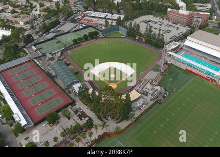 Une vue aérienne générale du Dedeaux Field sur le campus de Californie du Sud, vendredi 1er septembre 2023, à Los Angeles. Banque D'Images