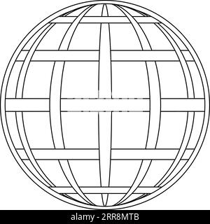 Méridien imbriqués et parallèle du globe de la grille terrestre, le globe de la ligne de champ sur la surface du méridien et parallèle, vecteur temp Illustration de Vecteur