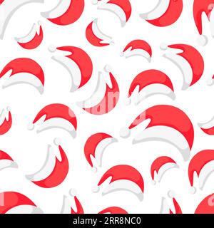 Fond d'écran sans couture fond rouge Père Noël chapeau barbe Illustration de Vecteur
