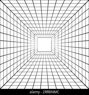 Tunnel de maillage de perspective 3D, maillage carré de perspective vectoriel Illustration de Vecteur