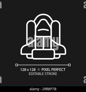 Icône linéaire blanche parfaite pixel de navette spatiale pour le thème sombre Illustration de Vecteur