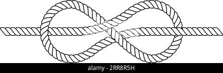 La corde tressée est nouée dans un nœud de mer Illustration de Vecteur