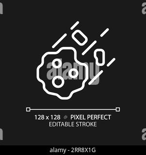 Icône linéaire blanche parfaite de pixel d'astéroïde pour le thème sombre Illustration de Vecteur