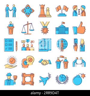 Icône diplomatie définie dans un style de ligne colorée. Illustration vectorielle. Illustration de Vecteur