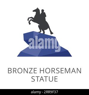 Monument en bronze de l'empereur russe sur l'icône de vecteur plat de cheval Illustration de Vecteur
