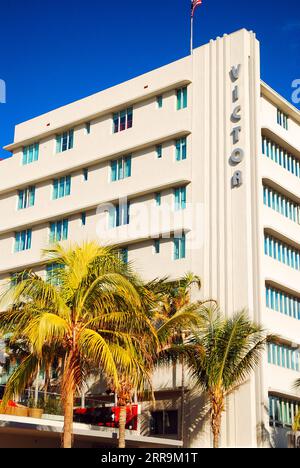 Le Victor Hotel, à Miami Beach, en Floride, est un hôtel indépendant de grande hauteur conçu dans le style Art déco Banque D'Images