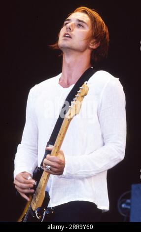 Gavin Rossdale de Bush au Glastonbury Festival en 1995 Banque D'Images