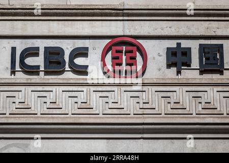 Londres, Royaume-Uni. 3 septembre 2023. Logo de Industrial and commercial Bank of China Limited (ICBC), une banque commerciale multinationale chinoise appartenant à l'État. Fondée en tant que société anonyme le 1 janvier 1984. (Image de crédit : © May James/SOPA Images via ZUMA Press Wire) USAGE ÉDITORIAL UNIQUEMENT! Non destiné à UN USAGE commercial ! Banque D'Images