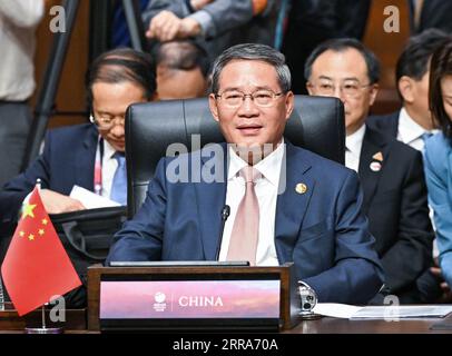 Jakarta, Indonésie. 7 septembre 2023. Le premier ministre chinois Li Qiang participe au 18e Sommet de l’Asie de l’est à Jakarta, Indonésie, le 7 septembre 2023. Crédit : Rao Aimin/Xinhua/Alamy Live News Banque D'Images