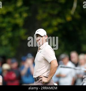 7 septembre 2023 ; The K Club, Straffan, County Kildare, Irlande : Horizon Irish Open Golf Round 1 ; Rory McIlroy d'Irlande du Nord attend pour putt sur le 6e green Banque D'Images