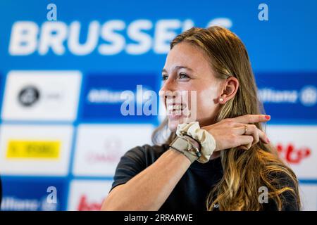 Bruxelles, Belgique. 07 septembre 2023. Dutch Femke bol photographié lors d'une conférence de presse avant l'épreuve d'athlétisme Memorial Van Damme à Bruxelles, jeudi 07 septembre 2023. La 47e édition du meeting Allianz Memorial Van Damme Diamond League aura lieu le 8 septembre 2O23. BELGA PHOTO JASPER JACOBS crédit : Belga News Agency/Alamy Live News Banque D'Images