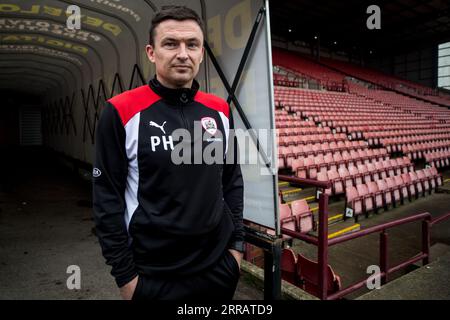 Paul Heckingbottom photographié au Barnsley FC en 2015 Banque D'Images