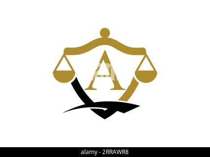 Apposez vos initiales Sur Un alphabet monogramme avec le symbole de l'échelle de loi. Avocat, juridique, Service d'avocat, Bureau d'avocats, échelle, modèle de logo Illustration de Vecteur