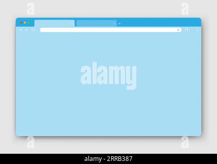 Fenêtre du navigateur. Fenêtre de navigateur vide bleu réaliste avec barre d'outils, barre de recherche et ombre sur un fond gris. Illustration de Vecteur