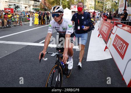 Saragosse, Espagne. 07 septembre 2023. Le Belge Remco Evenepoel de Soudal Quick-Step photographié après l'étape 12 de l'édition 2023 de la 'Vuelta a Espana', d'Olvega à la Saragosse (150, 6 km), Espagne, jeudi 07 septembre 2023. La Vuelta se déroule du 26 août au 17 septembre. BELGA PHOTO PEP DALMAU crédit : Belga News Agency/Alamy Live News Banque D'Images