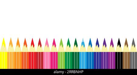 Ensemble de crayons de couleur isolé dans un style plat simple sur fond blanc Vector EPS10. Illustration de Vecteur