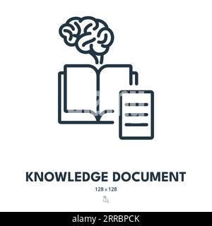 Icône document Knowledge. Cerveau, éducation, Livre. Contour modifiable. Icône vecteur simple Illustration de Vecteur
