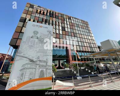 211008 -- DUBAÏ, le 8 octobre 2021 -- la photo prise le 7 octobre 2021 montre le Pavillon Inde de l'Expo 2020 Dubaï à Dubaï, aux Émirats arabes Unis. Après un retard d’un an dû à la pandémie de COVID-19, la très attendue Expo 2020 Dubaï a ouvert ses portes aux visiteurs le 1 octobre. UAE-DUBAI-EXPO 2020-PAVILLONS SuxXiaopo PUBLICATIONxNOTxINxCHN Banque D'Images