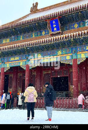 211107 -- BEIJING, le 7 novembre 2021 -- des touristes visitent le musée du Palais dans la neige à Beijing, capitale de la Chine, le 7 novembre 2021. CHINE-PÉKIN-NEIGE-PALAIS MUSÉE CN HAOXYUAN PUBLICATIONXNOTXINXCHN Banque D'Images