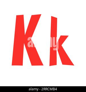 Doodle lettre ludique K majuscule, abc minuscule style drôle de dessin animé coloré, illustration vectorielle de l'alphabet anglais, lettres de police manuscrites multicolores, symboles, lettrage décoratif tendance mignon Illustration de Vecteur