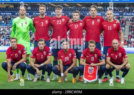 Oslo, Norvège 07 septembre 2023 équipe de Norvège lors du match amical international de football entre la Norvège et la Jordanie qui s'est tenu à l'Ullevaal Stadion à Oslo, Norvège crédit : Nigel Waldron/Alamy Live News Banque D'Images