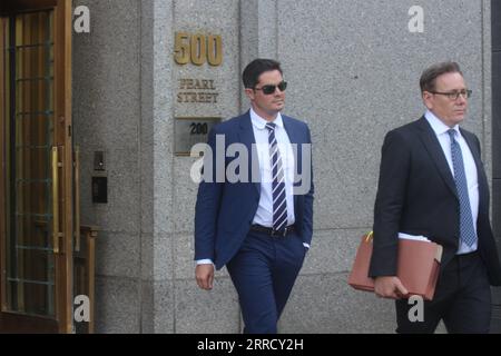 New York, États-Unis. 7 septembre 2023. Ryan Salame quitte le tribunal après avoir plaidé coupable dans une affaire criminelle SBF/FTX. Crédit : Matthew Russell Lee/Alamy Live News Banque D'Images