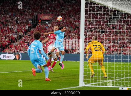 Parken, Copenhague, Danemark. 07 septembre 2023. Jonas Wind (Danemark) est à la tête d'un match de qualification du Groupe H EURO 2024, Danemark contre Saint-Marin, au Parken, Copenhague, Danemark. Kim Price/CSM/Alamy Live News Banque D'Images