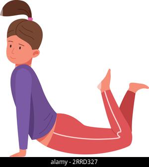 Exercice d'entraînement de yoga pour enfants. Fille en stretching pose isolée sur fond blanc Illustration de Vecteur