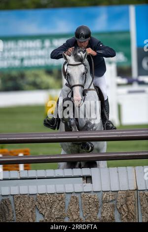 Calgary, Alberta, Canada, 7 septembre 2023. Santiago Lambre (BRA) ride Zeusz, The Masters, Spruce Meadows - Telus Cup. Banque D'Images