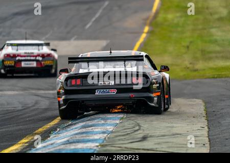 Sandown Park, Australie. 8 septembre 2023. TransAm Australia, des étincelles tirent de la voiture de Cody Gillis alors qu’il roule sur le trottoir extérieur à T1 lors de la séance d’essais d’ouverture de la Speed Series de Shannon. Crédit : James Forrester/Alamy Live News Banque D'Images