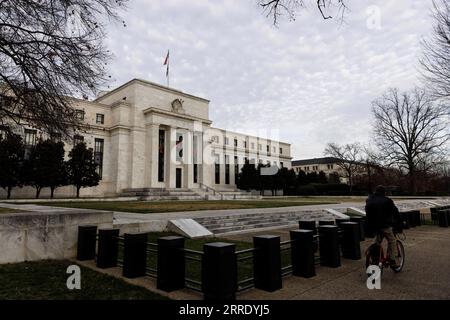 220114 -- BEIJING, le 14 janvier 2022 -- la photo prise le 15 décembre 2021 montre la Réserve fédérale américaine à Washington, D.C., aux États-Unis. Photo par /Xinhua Xinhua titres : la passivité des États-Unis met en péril la paix mondiale, le développement TingxShen PUBLICATIONxNOTxINxCHN Banque D'Images