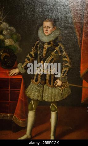 Jeune chevalier de Santiago, 1622 ans, Andres Lopez Polanco, école d'espagnol, Nins, portraits d'enfants s. XVI-XIX, Musée sa Bassa Blanca (msbb). Yannick vu et Ben Jakober , Alcudia, Majorque, Espagne. Banque D'Images