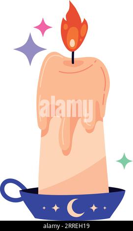 bougie ésotérique et lune Illustration de Vecteur