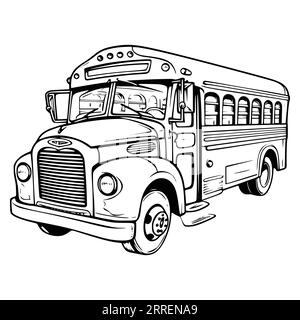 Coloriage de bus scolaire pour les enfants Illustration de Vecteur